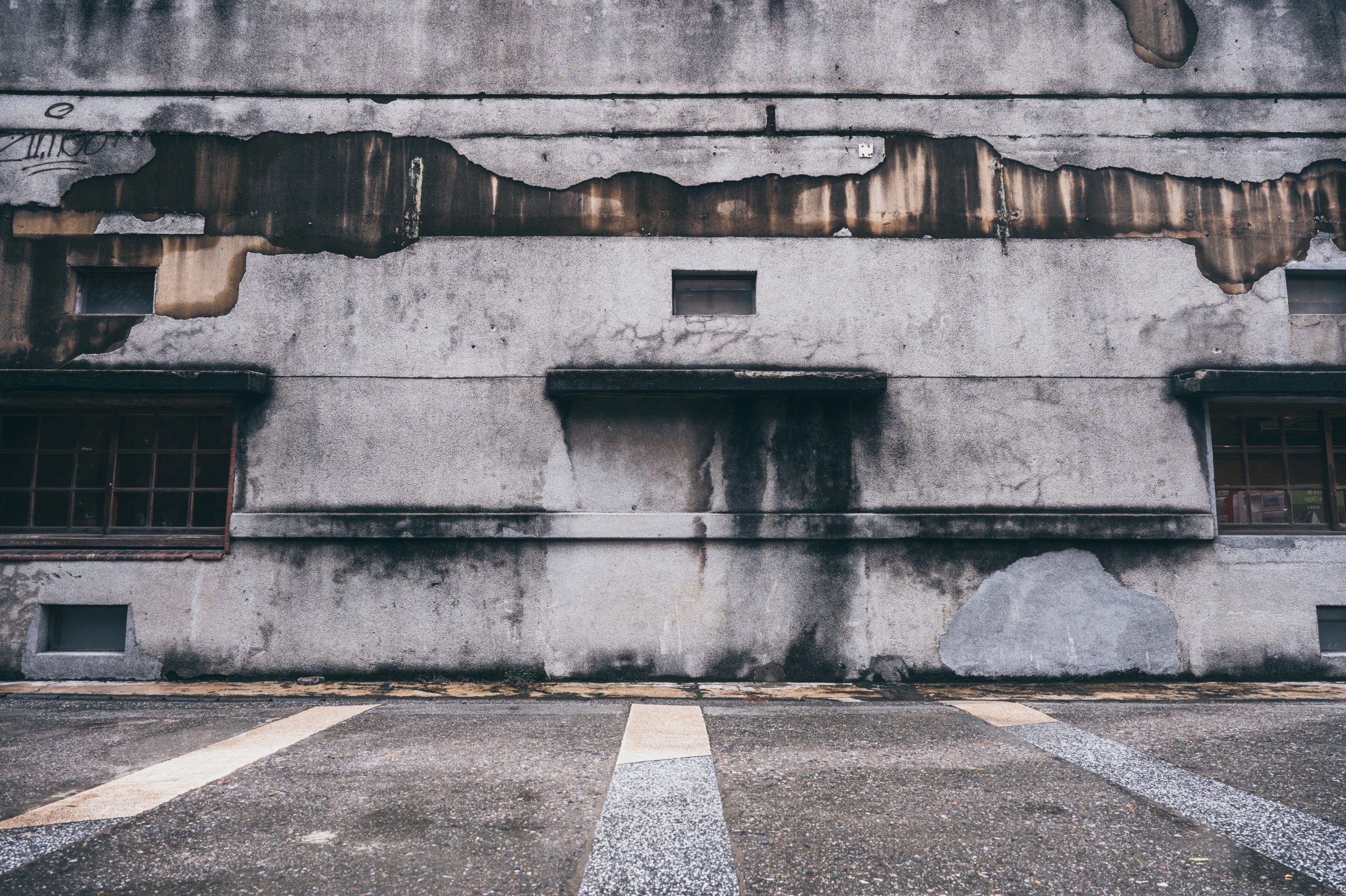 Damaged concrete walls